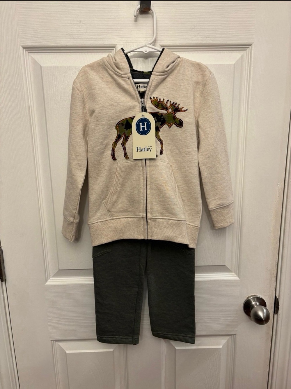 NWT Hatley Forest Camo Moose Hoodie/ pants set boys size 4
